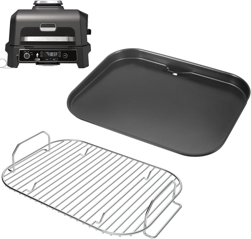 GLOWYE Griddle Plate and Rack for Ninja Woodfire Outdoor Grills OG800 OG900 Series, Flat Top Griddle Pan Rack for Ninja XSKGRDPLT Woodfire Pro Connect XL OG850 OG951 OG952 Grill - Image 1